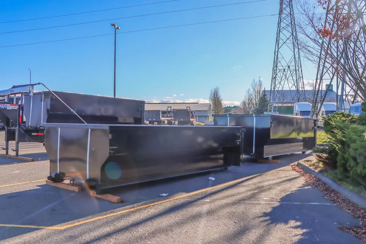 Roll-off dumpster ready for waste disposal at job site for Roll Off Dumpster Rental in Shelbyville